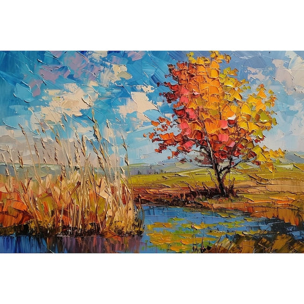 Peinture Au Couteau Paysage, art mural décoration nature