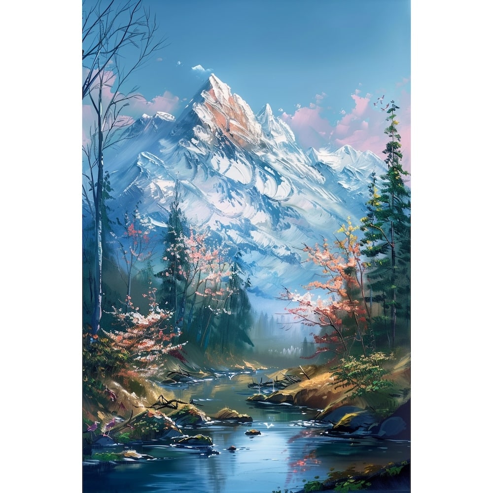 Peinture Paysage Gouache, art mural décoration nature
