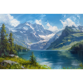 Peinture Paysage Montagne et Lac, art mural décoration nature