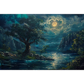 Peinture Paysage Nuit, art mural décoration nature