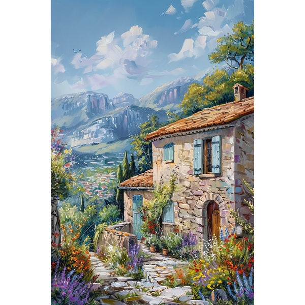 Peinture Paysage Provençal, art mural décoration nature