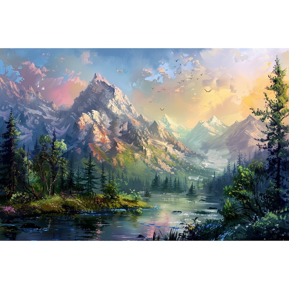 Peinture Paysage Rivière, art mural décoration nature