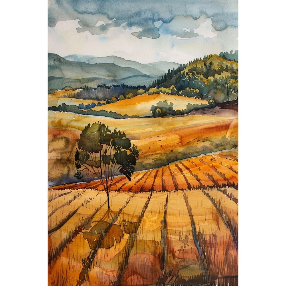 Peinture Paysage Rural, art mural décoration nature