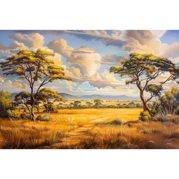 Peinture Paysage Savane, art mural décoration nature, vue 2