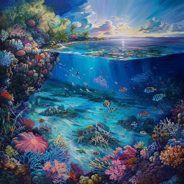 Peinture Paysage Sous-Marin, art mural décoration nature
