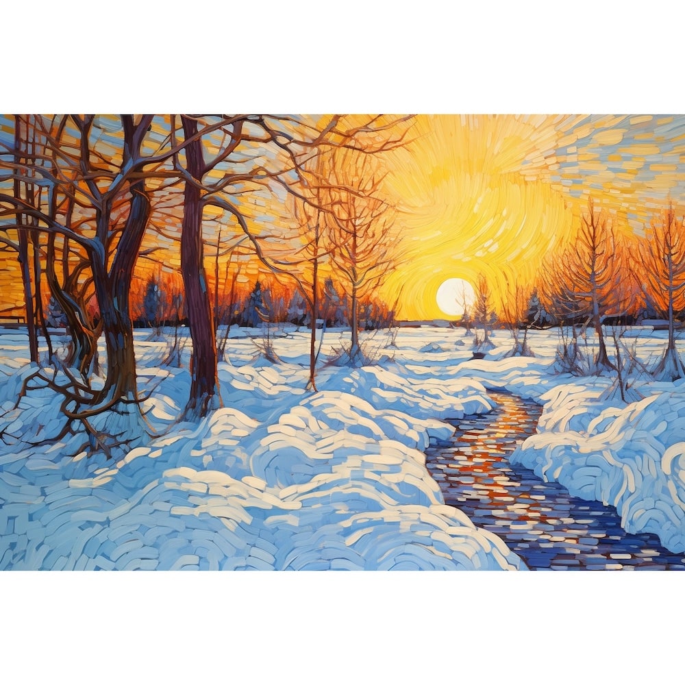 Peinture Paysage sous la Neige, art mural décoration nature
