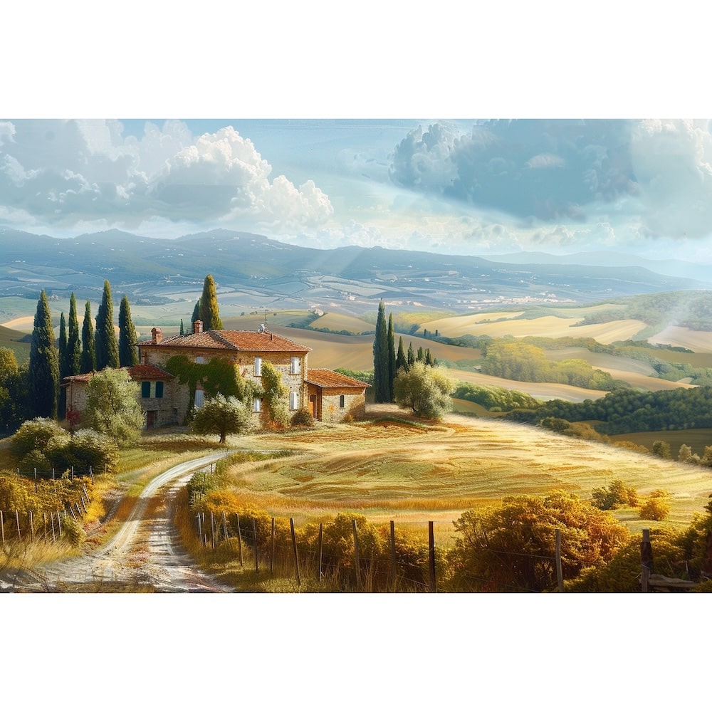 Peinture Paysage Toscane, art mural décoration nature