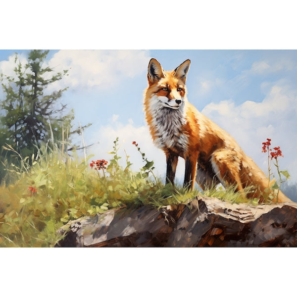 Peinture Acrylique Renard, art mural décoration nature