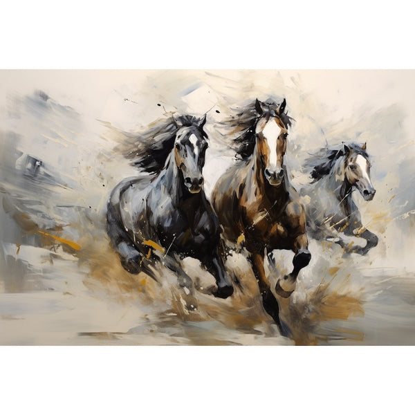 Peinture de Chevaux Abstrait, art mural décoration nature
