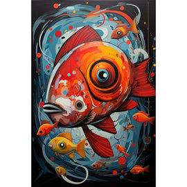 Peinture Poisson Rouge Contemporain, art mural décoration nature