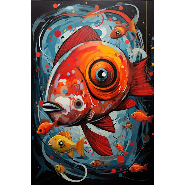 Peinture Poisson Rouge Contemporain, art mural décoration nature