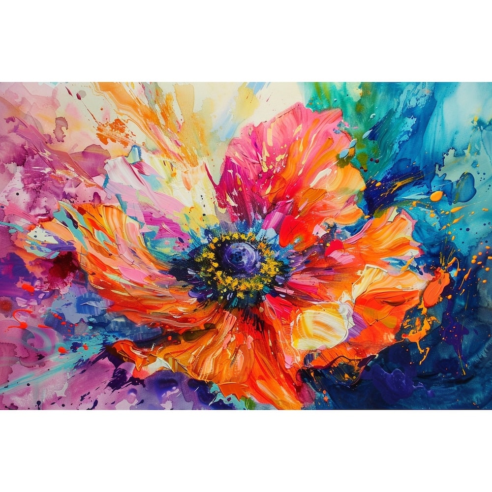 Peinture Fleur Abstraite, art mural décoration nature