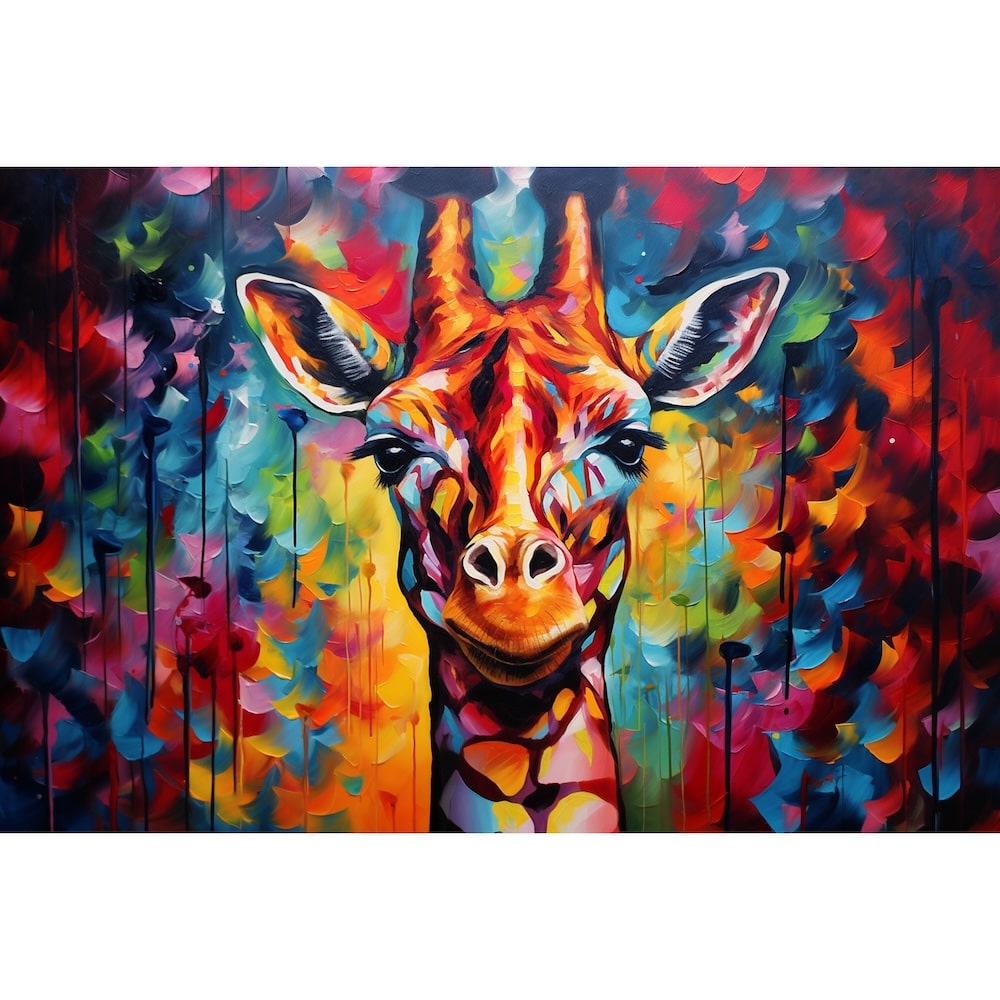 Peinture Girafe Abstraite, art mural décoration nature