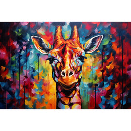 Peinture Girafe Abstraite, art mural décoration nature