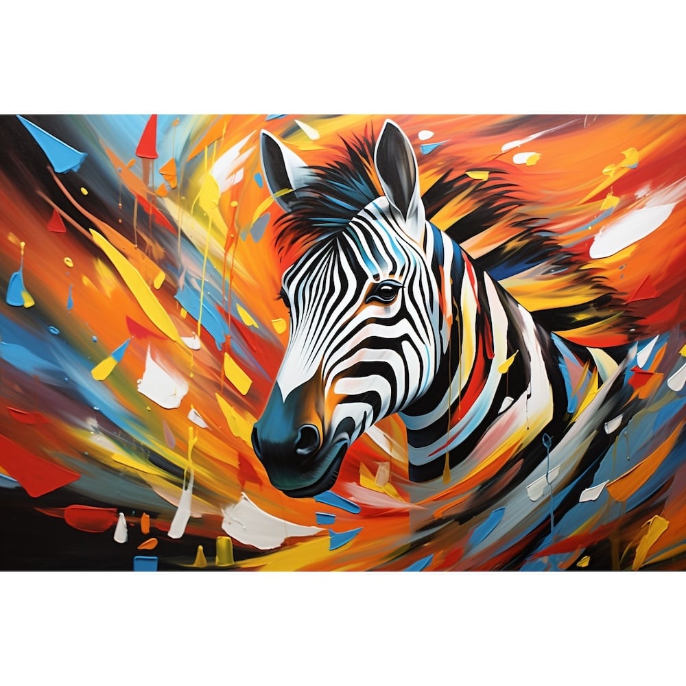 Zèbre Peinture Abstraite, art mural décoration nature