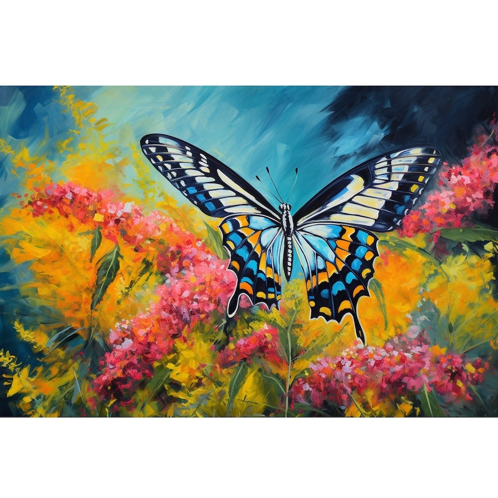 Peinture Acrylique sur Toile Papillon, art mural décoration nature