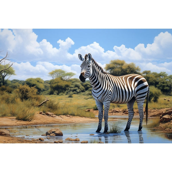 Peinture Acrylique Zèbre, art mural décoration nature