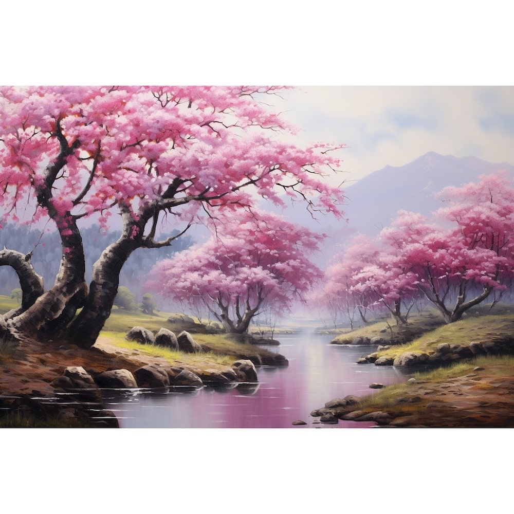 peinture acrylique fleurs cerisiers