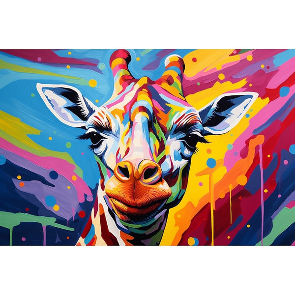 Peinture Girafe Pop Art, art mural décoration nature