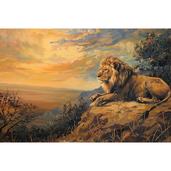 Peinture Lion Acrylique, art mural décoration nature