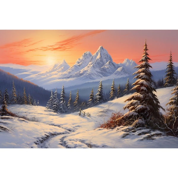 Paysage D'Hiver en Peinture Acrylique, art mural décoration nature