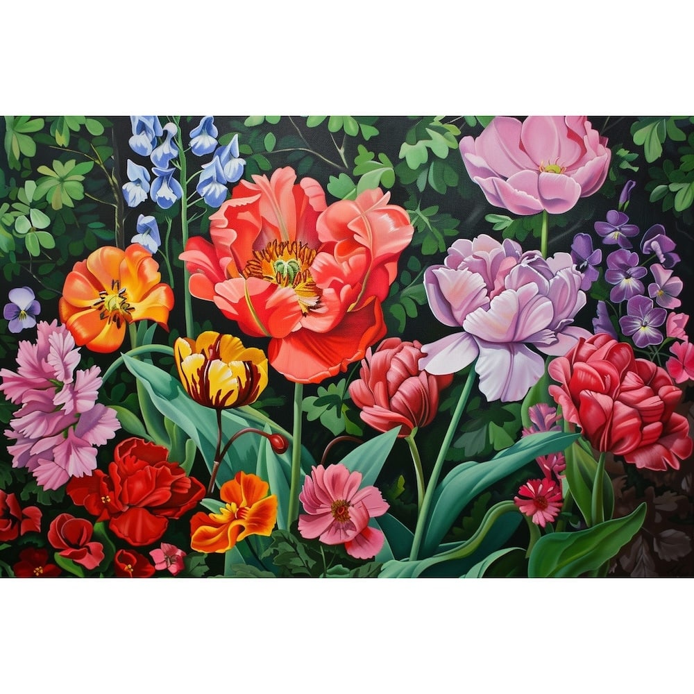 peinture acrylique sur toile fleurs