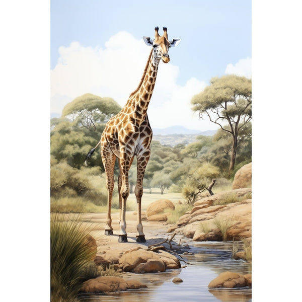 Peinture Girafe Aquarelle, art mural décoration nature
