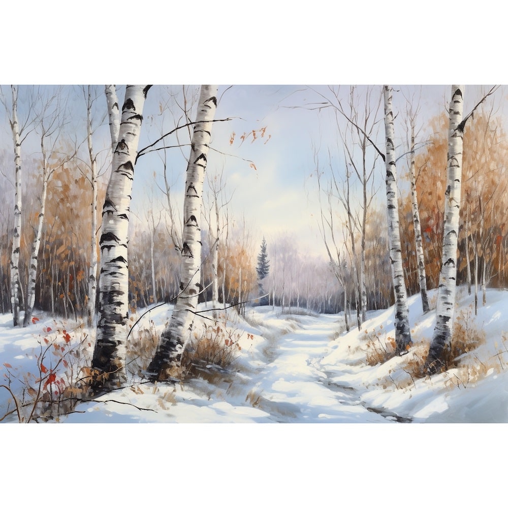 Peinture Bouleaux en Hiver, art mural décoration nature