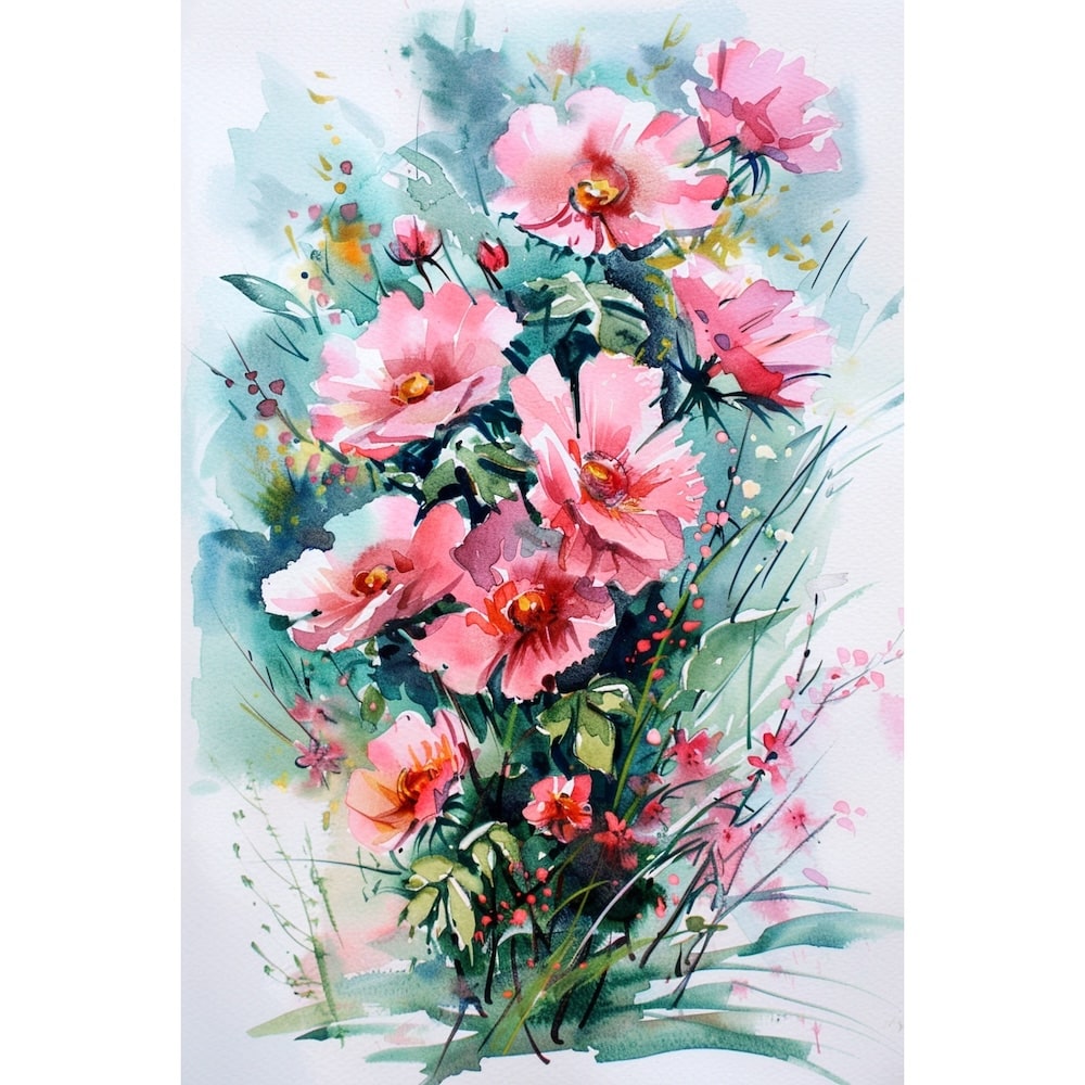 peinture bouquet fleurs moderne