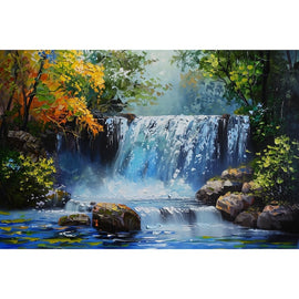 Peinture Acrylique Cascade, art mural décoration nature