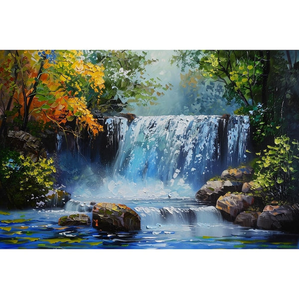 Peinture Acrylique Cascade, art mural décoration nature