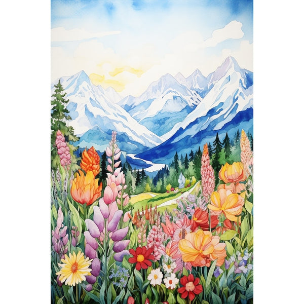 Peinture Montagne Chambre Bébé, art mural décoration nature