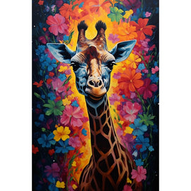 Peinture Girafe Colorée, art mural décoration nature