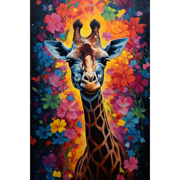 Peinture Girafe Colorée, art mural décoration nature