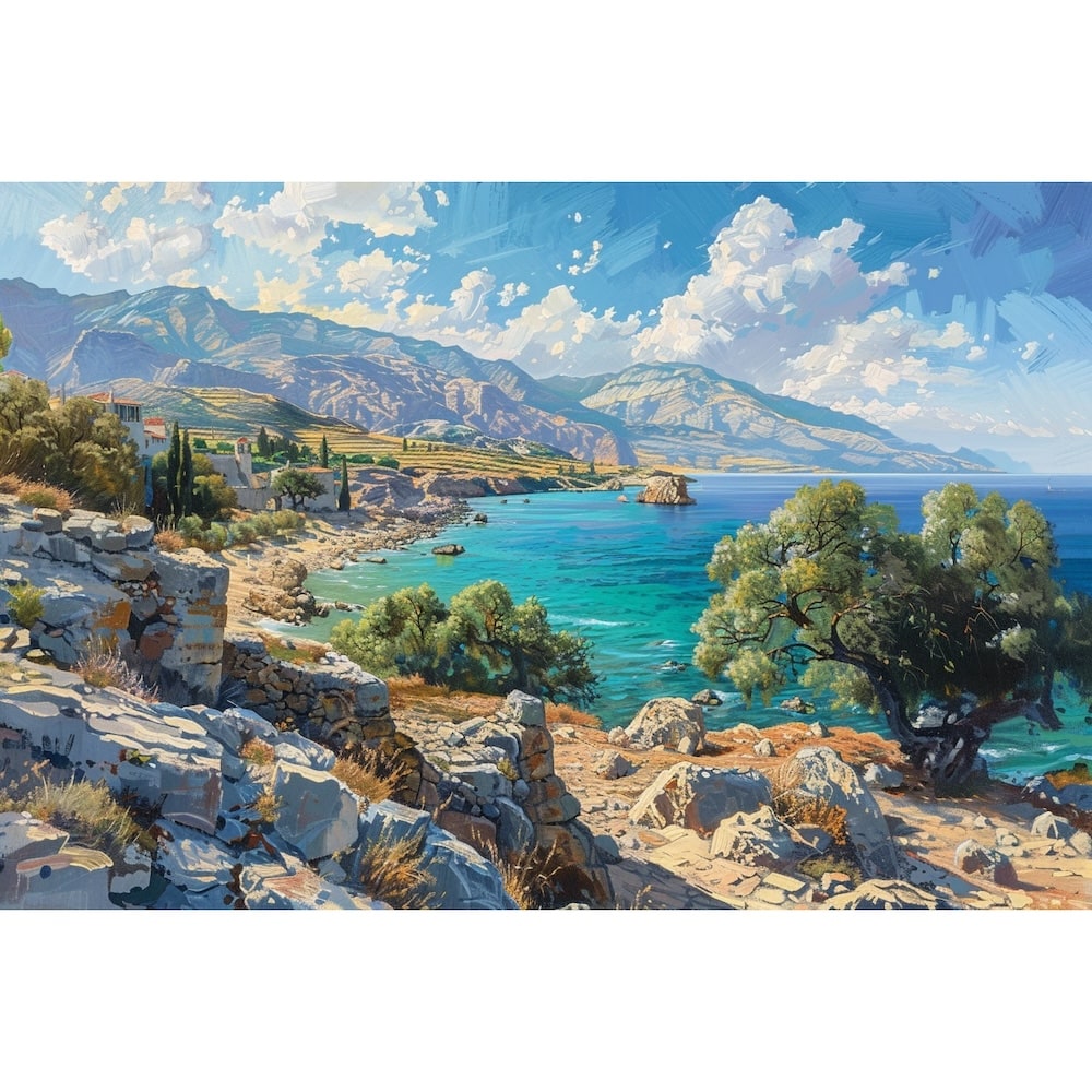 Peinture Paysage Corse, art mural décoration nature