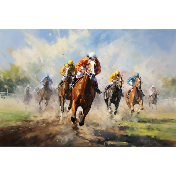 Peinture Peloton Lancé au Galop, art mural décoration nature