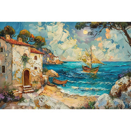 Peinture Bord de Mer Au Couteau, art mural décoration nature
