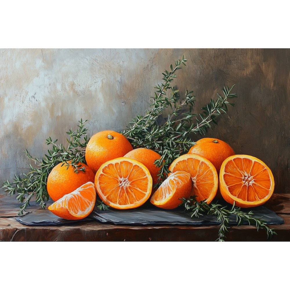 Peinture Orange Cuisine, art mural décoration nature