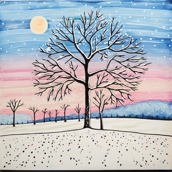 Peinture Arbre Hiver Maternelle, art mural décoration nature