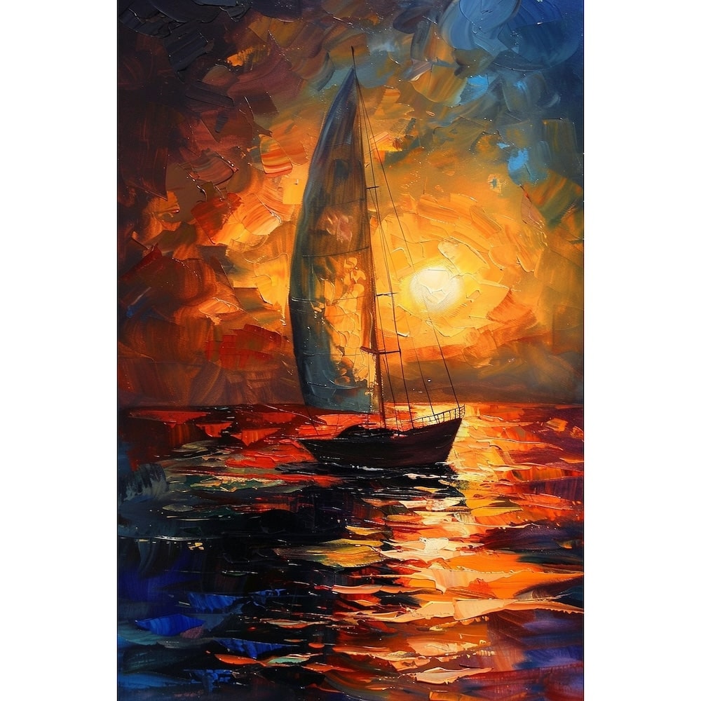 peinture de bateaux sur la mer