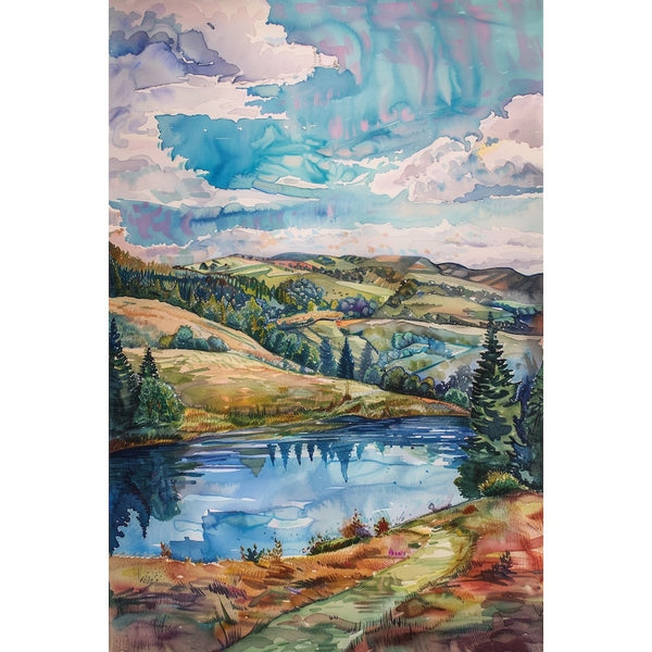 peinture de paysage campagne aquarelle