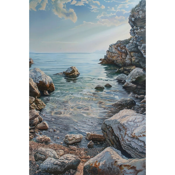 Peinture Rocher Bord de Mer, art mural décoration nature
