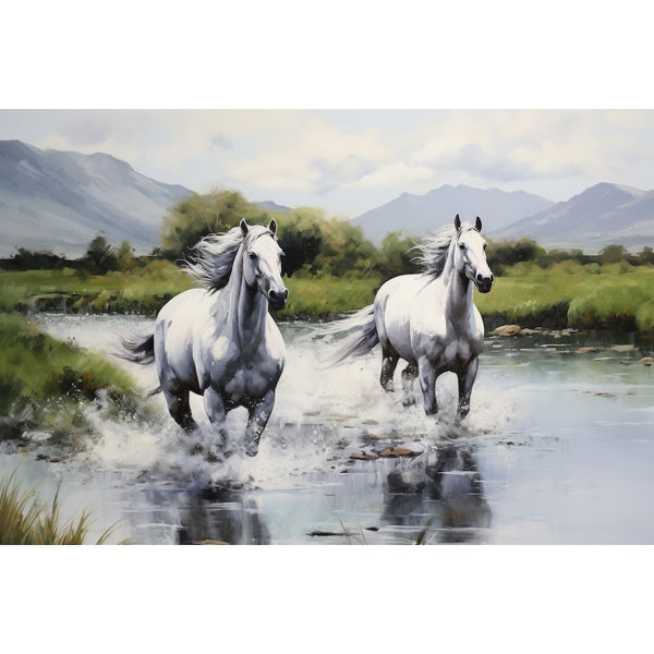Tableau de Chevaux en Peinture, art mural décoration nature