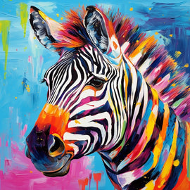 Peinture Zèbre Coloré, art mural décoration nature