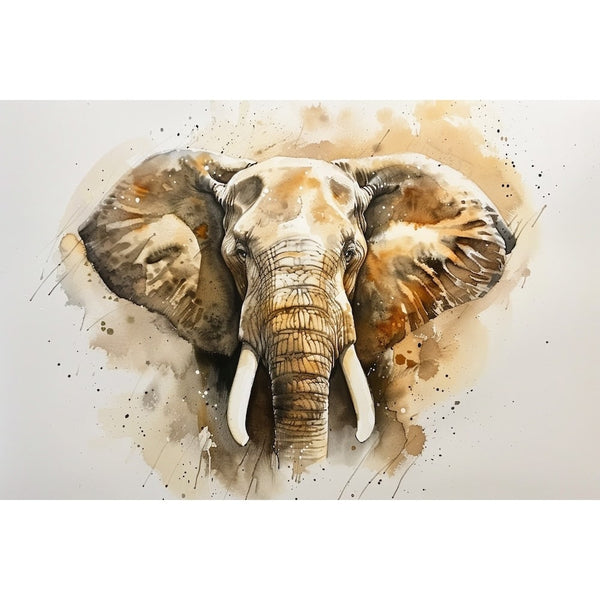 Peinture Aquarelle Éléphant, art mural décoration nature