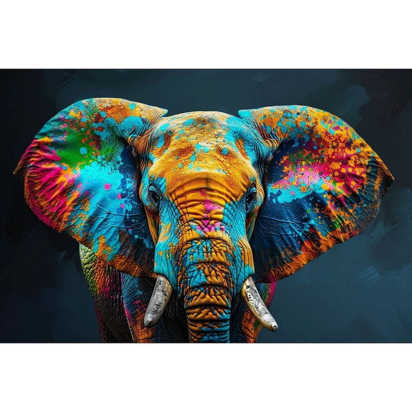 Peinture Éléphant Coloré, art mural décoration nature