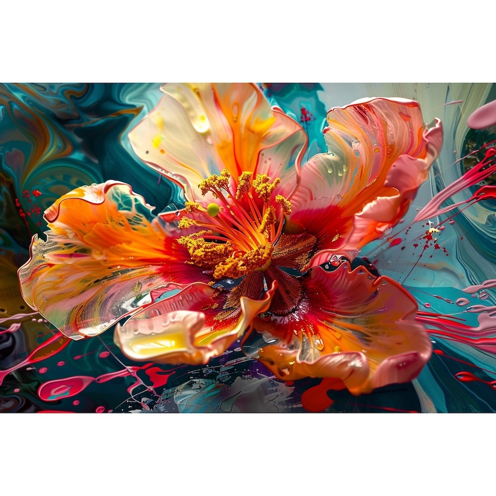 Peinture Abstraite Fleurs, art mural décoration nature