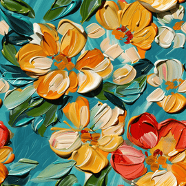Peinture Au Couteau Fleurs, art mural décoration nature