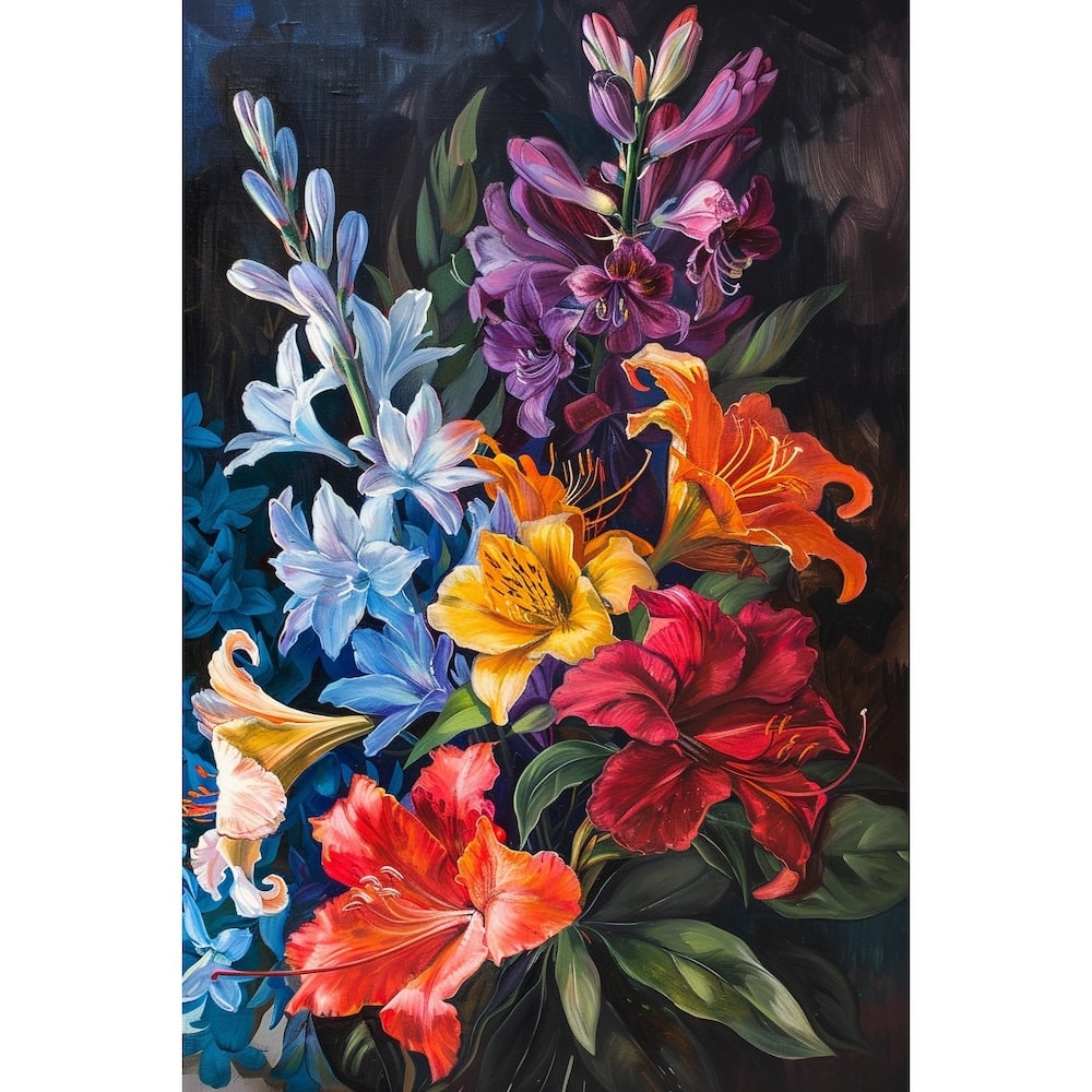 Peinture Huile Fleurs, art mural décoration nature
