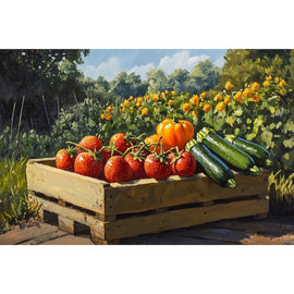 Peinture Cagette du Potager, art mural décoration nature